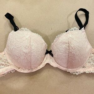 Victoria’s Secret Elegant Lace Pink Bra 34B underwire lined Demi nude
